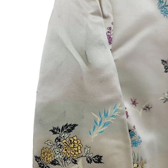 Vtg 60's Womens Dress 2pc Set Asian Satin Sheath‎ Bolero Jacket Gold Floral Sz M - Picture 14 of 17